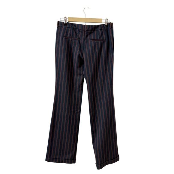 Anthropologie Low-Rise Flare Pants Trousers Blue Red Striped US 4 - Picture 3 of 6